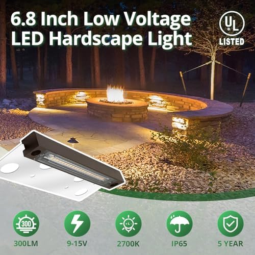 GKOLED 1-Pack 6.8′′ LED Hardscape Light, Low Voltage Outdoor, Dark