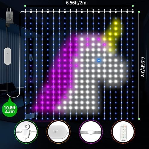 Smart Curtain Lights, 400 LED 6.6 x 6.6 FT Color Changing