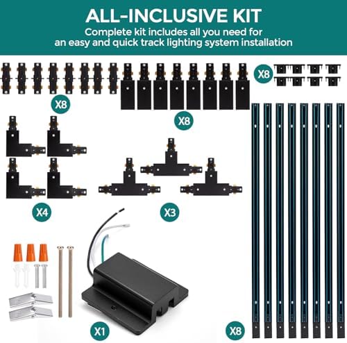 iCreating H-Track Lighting Rails Kit, 26ft Black