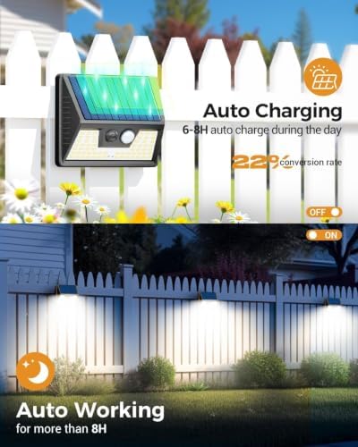 vighep 12-Pack Solar Fence Lights, Motion Sensor, Black