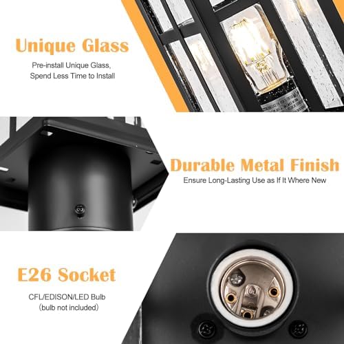 Brilvibera 2 Pack Black Outdoor Post Light