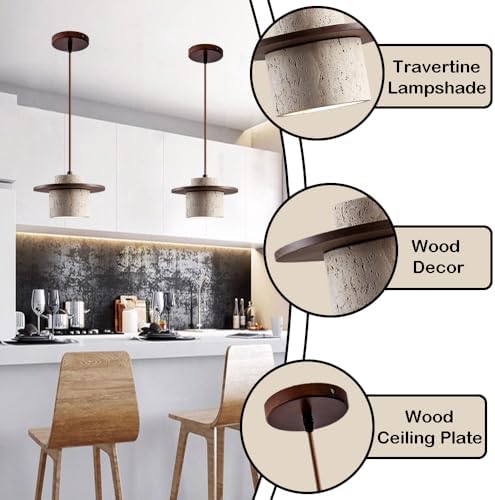 E26 Travertine Hanging Lamp, Natural Yellow