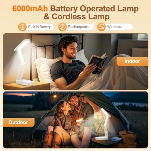 6000mAh Rechargeable Table Lamp with 3 Colors