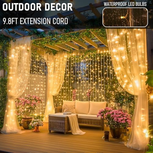 Dazzle Bright 300 LED Curtain Lights, Warm White