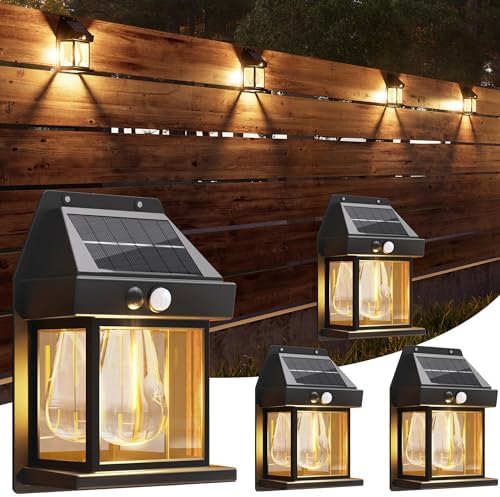 Jyoiat Solar Porch Wall Lights, 4 Pack, Motion Sensor