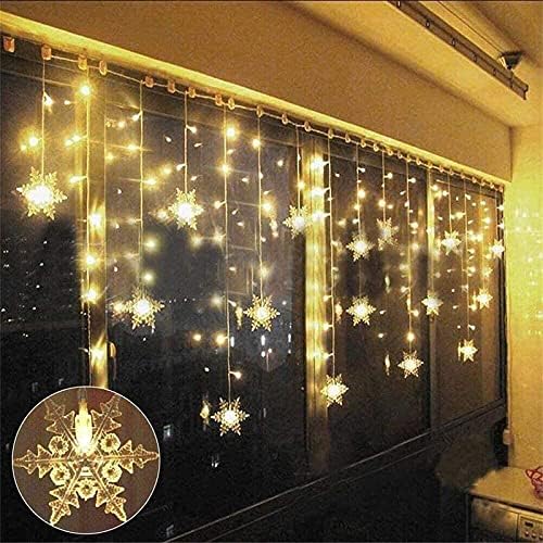 String Lights LED Curtain Light, 96 LED Snowflake Lights