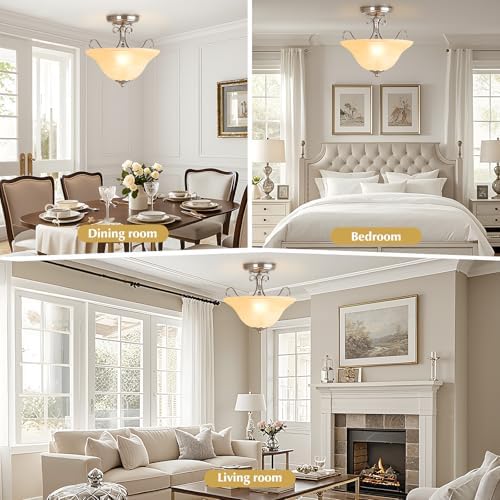12" Brushed Nickel Semi Flush Mount Ceiling Light