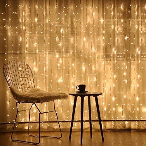 Warm White Curtain Fairy Lights, 6.6x6.6 Ft