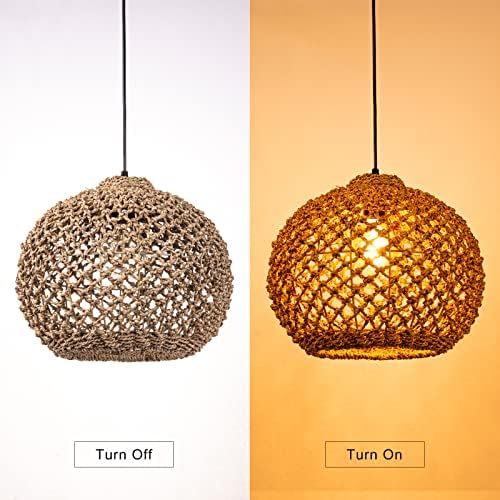 Arturesthome 1 Light Rattan Woven Pendant Lighting Fixture Lamp