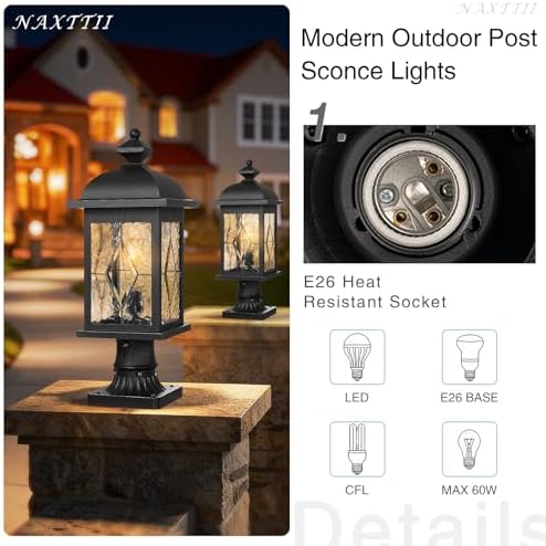 Black Aluminum Dusk to Dawn Outdoor Post Light