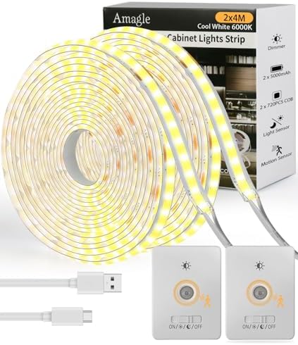 Wireless COB Motion Sensor LED Strip Lights, 2 Pack