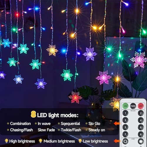 Snowflake Curtain Lights, 108 LED, 13FT