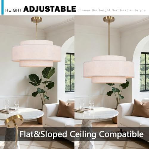 23.62" 6-Light Linen Drum Chandelier
