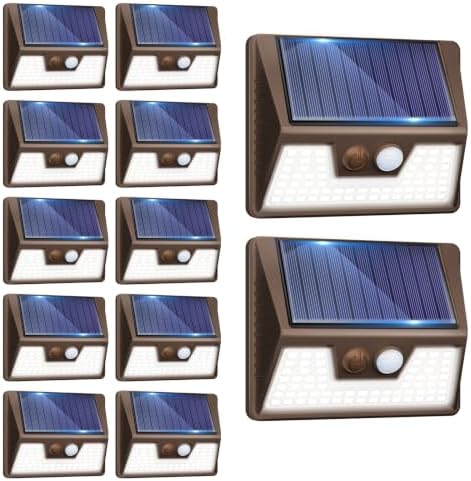 vighep 12-Pack Solar Fence Lights, Motion Sensor, Brown