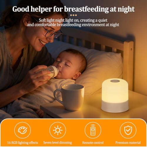 Portable Night Light Bedside Lamp, Touch and Remote Control