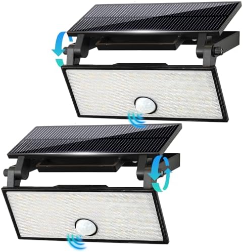 2-Pack Solar Outdoor Motion Lights, 3 Lighting Modes