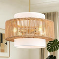 17.7" Boho Rattan 4-Light Chandelier