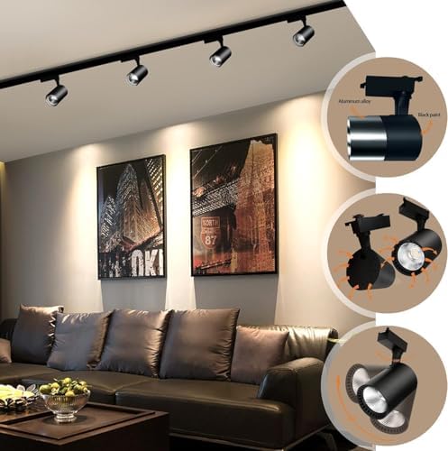 J&L Type Dimmable LED Track Lighting Kit, Adjustable Heads