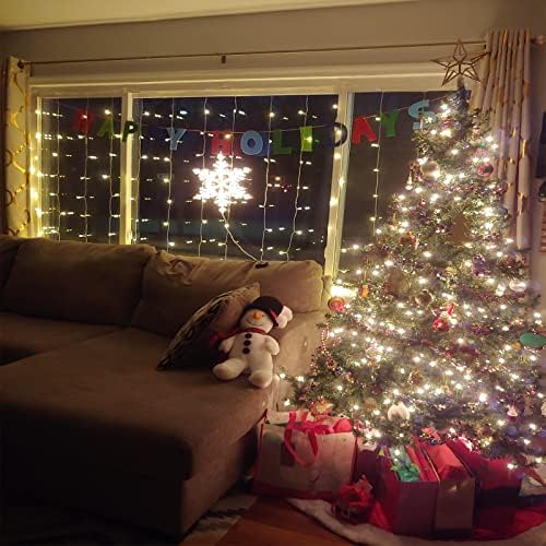 Honche 300Led Fairy Curtain String Lights 10x10ft with Remote Window