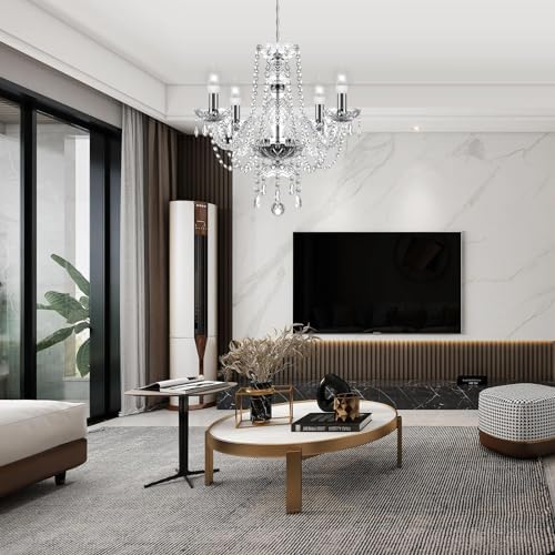 4-Light Silver Crystal Chandelier