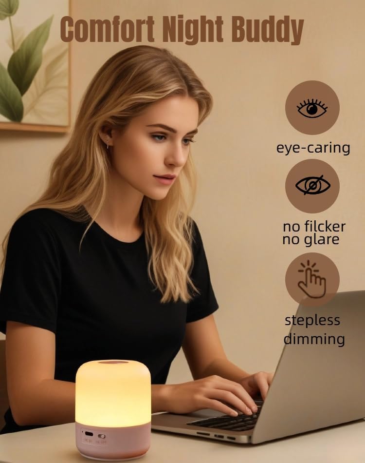 Portable Baby Night Light, 3-Color Rechargeable LED Lamp