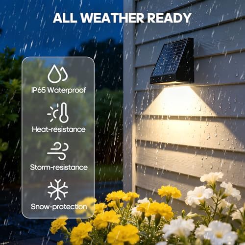 Solar Wall Lights, 2 Pack, IP65 Waterproof