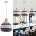 3-Pack Blue White Rattan Pendant Lights
