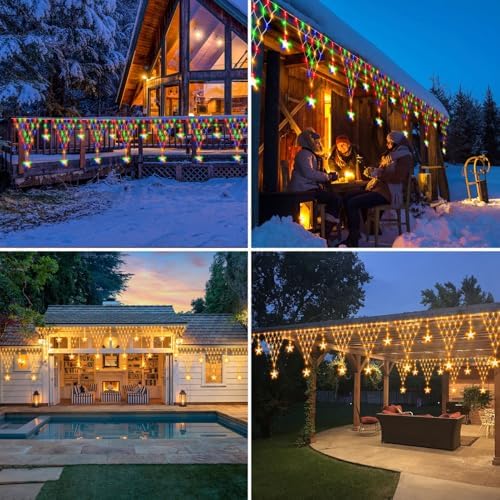 Christmas Dual-Color Star Net Lights, Triangle Mesh