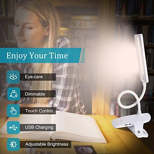 USB Rechargeable LED Reading Light with Clip, 24 LEDs