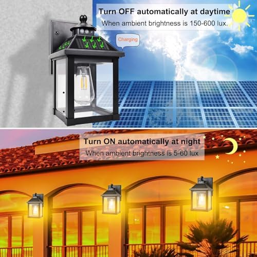 Solar Wall Lights, Motion Sensor, 2 Pack