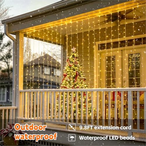 Curtain String Light, 200LED 6.6x6.6ft, Remote & 8 Modes, USB