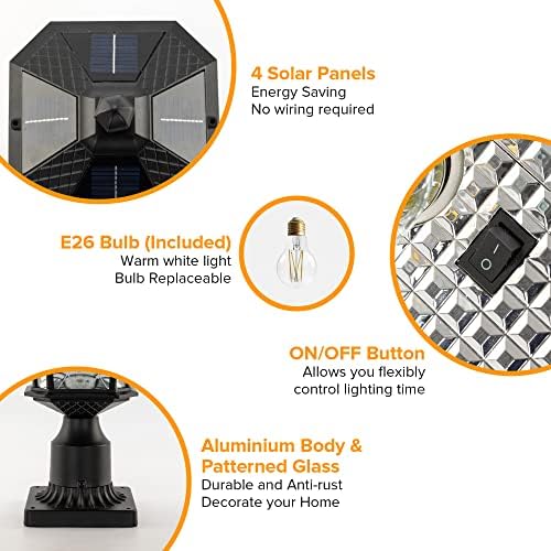 LUTEC Solar Post Light with Pier Mount Base, Black
