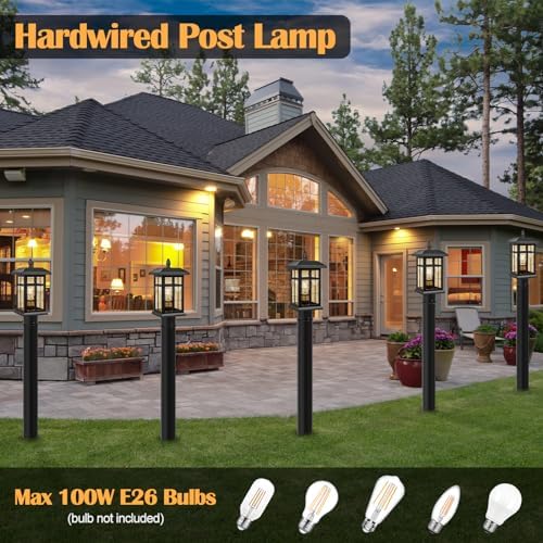 Brilvibera 2 Pack Black Outdoor Post Light