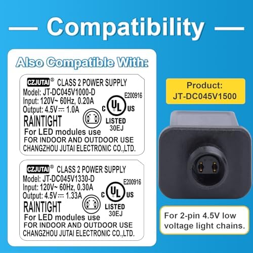 Pack of 2 4.5V 1.5A 6.75W Power Supply for CZJUTAI JT-DC045V1500-IP44