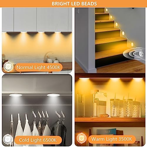 LED Under Cabinet Light, 6-Puck Motion Sensor, 3-Color