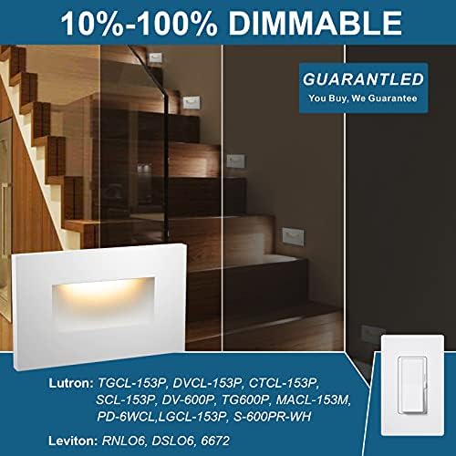 6-Pack 120V Selectable LED Step Lights, White Aluminum