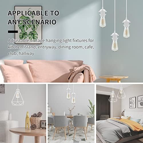 Industrial Mini Pendant Light Kit, White E26 Socket