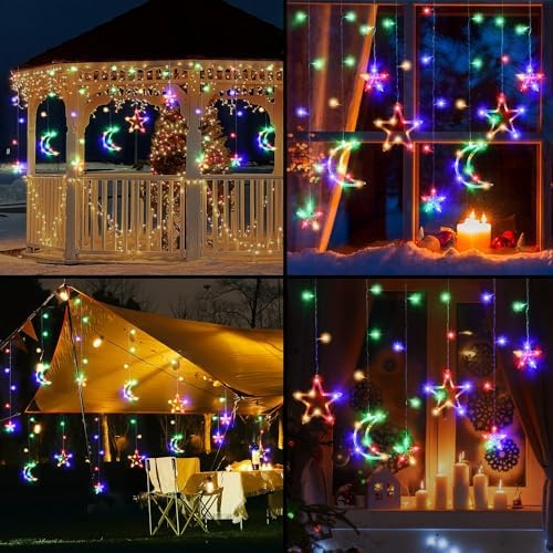 Christmas String Lights, 138 LEDs 11.48FT Star Moon Multicolored