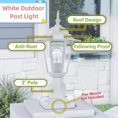 WISBEAM 2-Pack Outdoor Post Lights, White