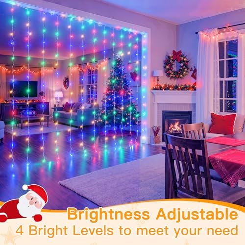 Ollny Curtain Lights, 200LED, 6.6x6.6ft