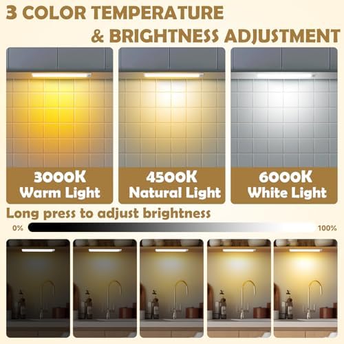 16 Inch 80 LED Rechargeable Motion Sensor Under Cabinet Lights, 6 Pack
