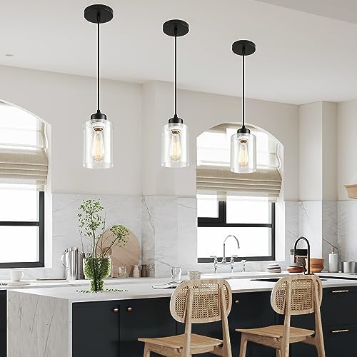 Modern Black Farmhouse Glass Pendant Light