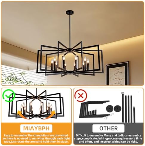 10-Light Black Farmhouse Chandelier