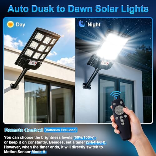 Motion Sensor Solar Street Light, Dusk to Dawn
