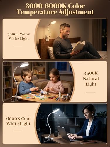 RGB Clip-On Desk Lamp, 10 Colors, Dimmable