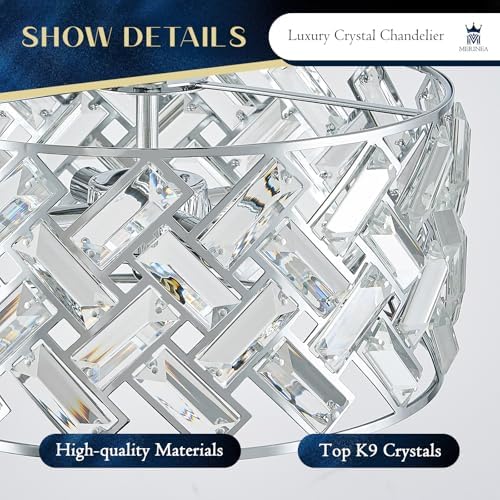 12" Chrome 4-Light Crystal Drum Chandelier