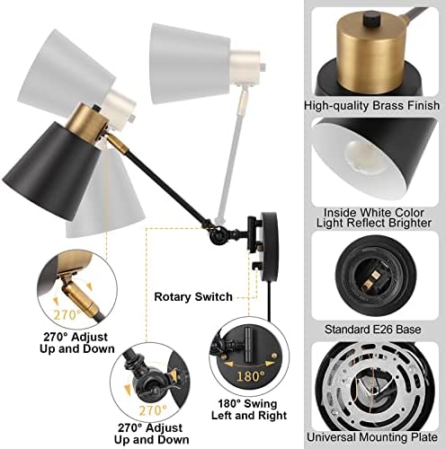 Plug-in Swing Arm Wall Sconces, Set of Two