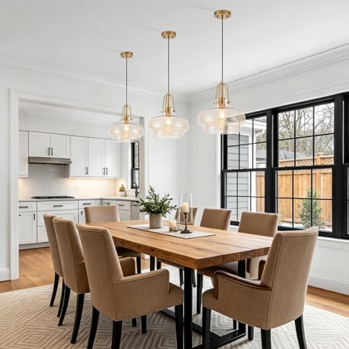 13" Amber Glass Industrial Pendant Light