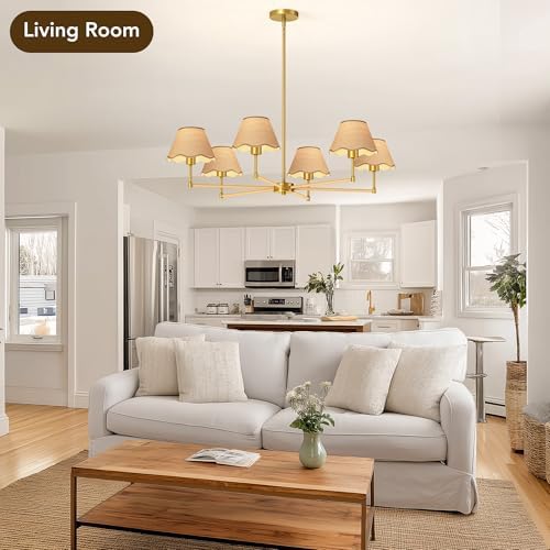 WIHTU 6-Light 36" Rattan Chandelier