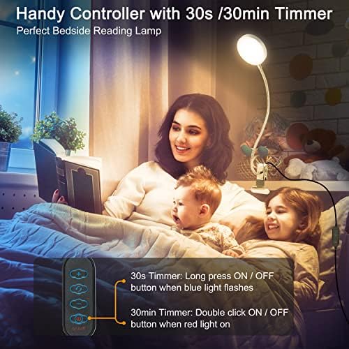 LiFMIRA Clip-On Reading Lamp, 5 Color Modes, 8W